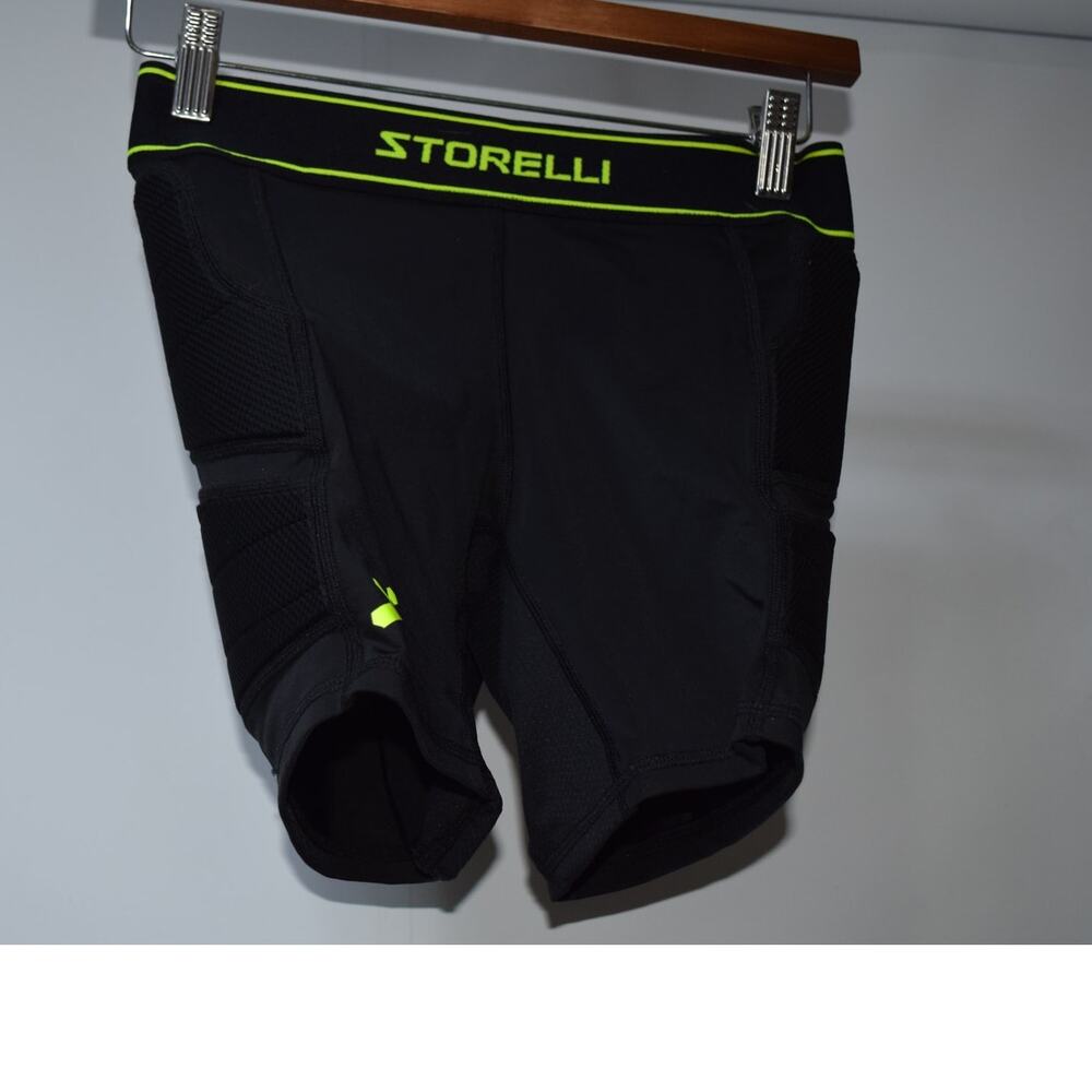 Storelli BodyShield Padded Compression Soccer Sliding Shorts Black Neon Medium